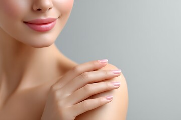 Gentle skin care routine with woman applying body cream