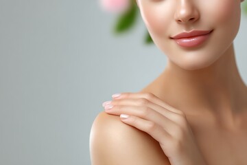 Healthy glow as woman applies cream to her body