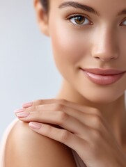 Healthy glow as woman applies cream to her body