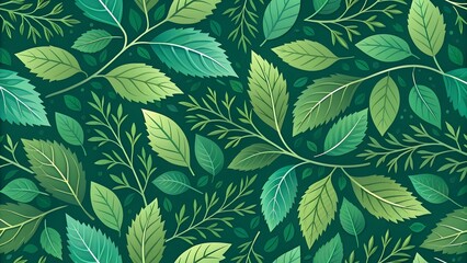 Seamless Moody Botanical Leaf Pattern: Dark Green Forest Foliage Illustration