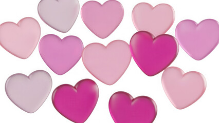 A collection of shiny pink hearts floating in space