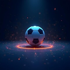 Soccer ball with glowing orange ring on dark background