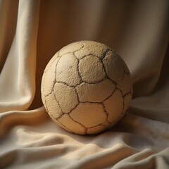 Vintage soccer ball on soft fabric