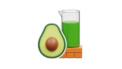 Avocado and Green Drink in Beaker