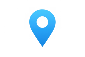 Blue location pin showing a destination, gps navigation, and web marker concept. Transparent background