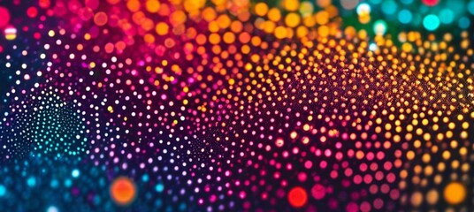 An artistic blur of party lights, offering a soft, dreamlike quality, thehe intense saturation and focus pull capture the essence of a lively, festive atmosphere with a warm, inviting glow