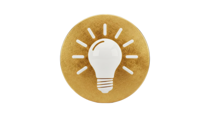 Golden Idea Light Bulb Icon