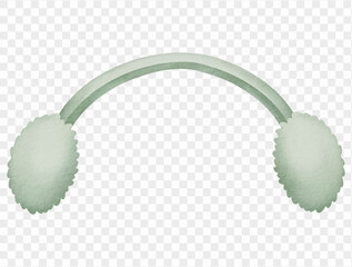 Watercolor green fluffy earmuffs winter accessory illustration Vector.