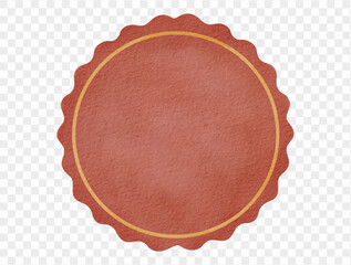 Watercolor red round badge label scalloped edge illustration Vector.