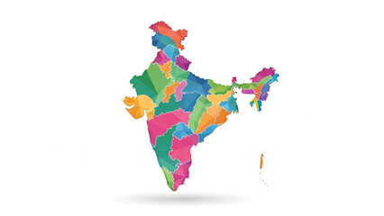 Obraz premium Vibrant illustration of india map with colorful states on white background for geographic and educational purposes with geography and travel