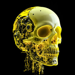 Cyborg Skull: Golden Translucent Robotics