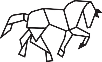 Obraz premium Geometric horse outline on transparent background polygon black white animal drawing art design shape form minimalist stylized simple line silhouette clipart illustration graphic vector head