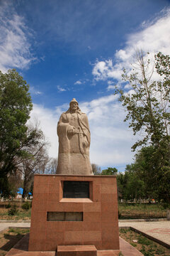 Monument to Bolek Batyr in the city of Zharkent, Almaty region, Kazakhstan. 