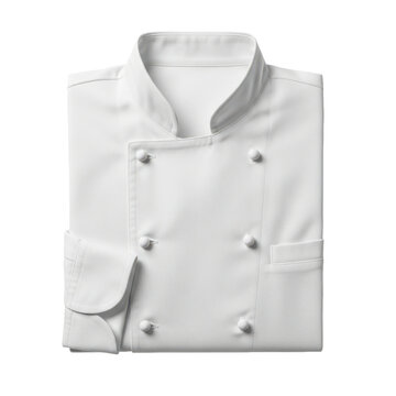 Clean Folded White Chef Jacket Isolated Black Background