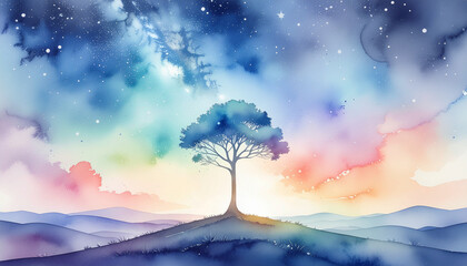 星空に佇む希望の木：Tree of Hope Under the Stars
