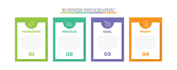 Unique Infographic template with place for your data. Business concept with 4 options, parts, steps or processes. Vector illustration.