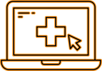 Fototapeta premium Laptop with cross icon and cursor vector illustration