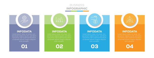 Unique Infographic template with place for your data. Business concept with 4 options, parts, steps or processes. Vector illustration.