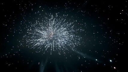 A vibrant starburst in space radiating bright light against a dark cosmic background. - Powered by Adobe