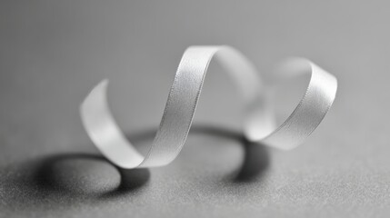 drape. A white ribbon curving downward against a minimalist gray background. wellbeing guides, coaching materials, designed for mental health education and mindfulness programs, clarifies learning.
