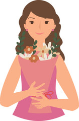Illustration of bringing a bouquet