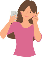 Selfie self care illustration of a woman taking a photo with confidence and self love