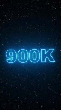 Blue Neon 900 K Text Against Starry Night Sky Background 900k nine hundred thousand