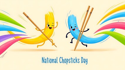 Celebrating national chopsticks day with cartoon chopsticks