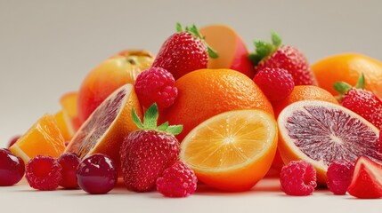 Colorful assortment of fresh and vibrant fruits, vitamin rich source