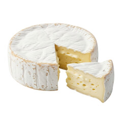 Fresh Brie Cheese Wedge Isolated on Black Background
