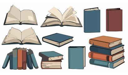 Hand drawn education books vector set for back to school banner design