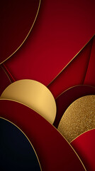 Abstract Geometric Shapes: An elegant display of abstract geometric shapes. a sophisticated design of overlapping shapes in a blend of rich red and gold, creating a captivating visual experience.