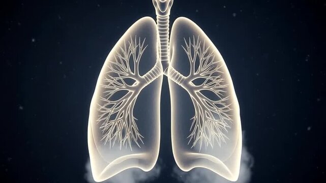 Human lungs anatomy with bronchial tree.