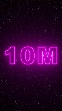 Purple Neon 10 M Text Against Starry Night Sky Background ten million pink