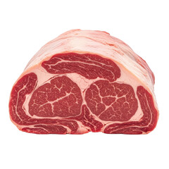 Raw Prime Beef Rib Roast Closeup Isolated Black Background