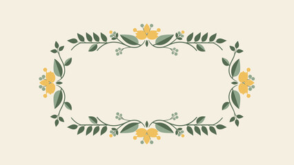 Fototapeta premium Floral Wreath with Yellow Flowers and Leaves.