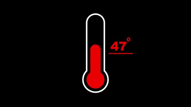 Temperature gauge with red indicator at 90 degrees on black background thermometer temperature symbol