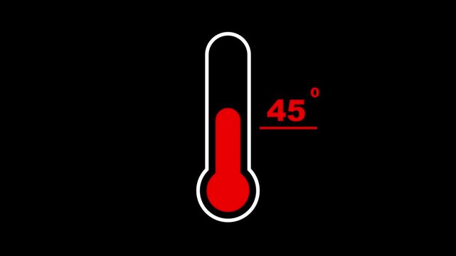 Temperature gauge with red thermometer on black background showing twenty degrees heat weather