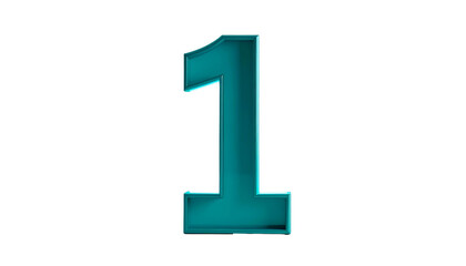 A numeral "1" rendered in a glossy teal finish with a subtle light gradient against a solid black background