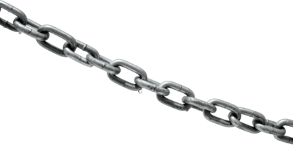 Close-up angled shot revealing a metal chain. Links form a diagonal across black, contrasting the texture and metallic sheen