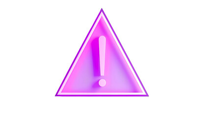Illuminated, neon-style, warning symbol, a pink triangle with an exclamation point on a black background