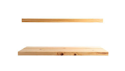 Image features two parallel, unadorned wooden planks, one above the other, isolated against a solid black backdrop