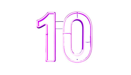 Neon purple digit "1" and zero, outlined with neon glow.  Against a pitch-black background, creating a vibrant contrast