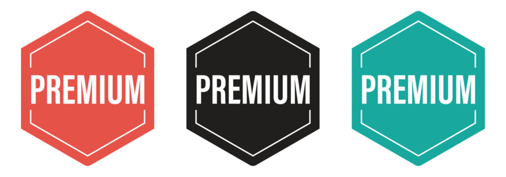 Hexagonal premium quality badges for luxury product branding membership levels and exclusive service certification