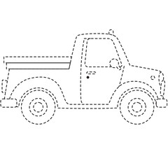 Dotted pickup truck line art ideal for tracing sheets, planners, and early learning resources for young children.