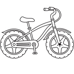 Bicycle line art with thick tires ideal for outdoor themes, party decor, and early learning illustration projects.