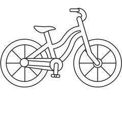 Bicycle line art with thick wheels ideal for outdoor themes, party decor, and kid-friendly educational illustrations.