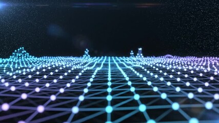 Abstract futuristic digital landscape with a network grid and twinkling stars background, modern technology concept - Powered by Adobe