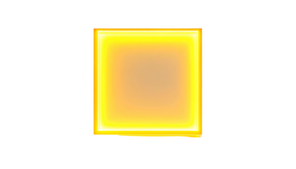 A luminous, square shape with a vibrant yellow-orange glow, appearing to float against a stark black background