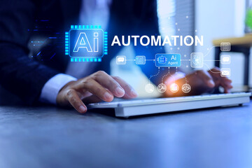agentic workflows concept with businessman working on AI assistants can reason, make decisions, and interact across multiple platforms autonomously